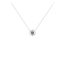 Solitaire 3mm Round Gemstone Pendant in 925 Sterling Silver with Smokey Quartz