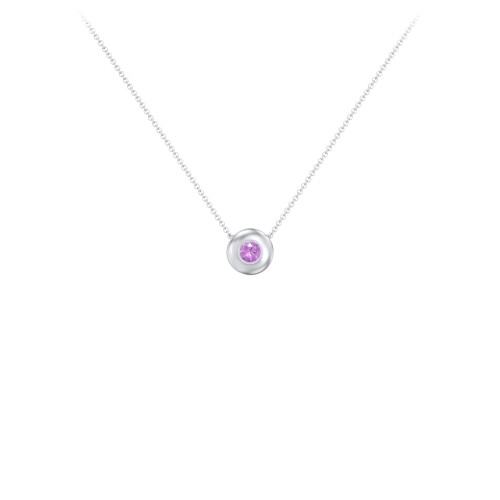 Solitaire 3mm Round Gemstone Pendant – Sterling Silver with Amethyst