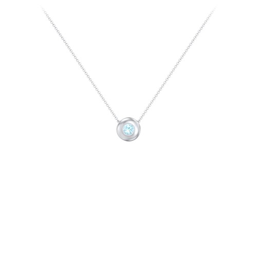 Solitaire 3mm Round Gemstone Pendant – Sterling Silver with Blue Topaz