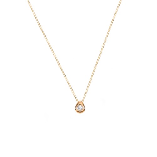 Teardrop Pendant with Gemstone – 10K Yellow Gold with Cubic Zirconia