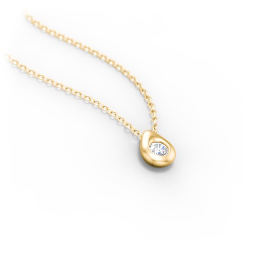 Teardrop Pendant with Gemstone – 10K Yellow Gold with Cubic Zirconia