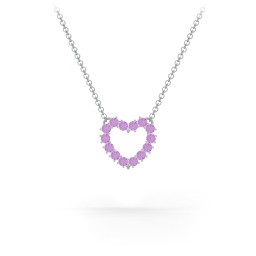 Dual Birthstone Heart Pendant in 925 Sterling Silver with Amethyst