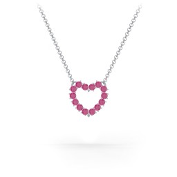 Dual Birthstone Heart Pendant in 925 Sterling Silver with Ruby