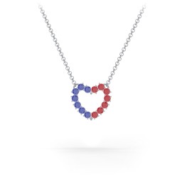 Dual Birthstone Heart Pendant in 925 Sterling Silver with Blue Sapphire and Garnet