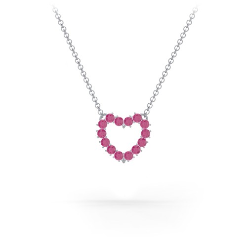 Dual Birthstone Heart Pendant – Sterling Silver with Ruby