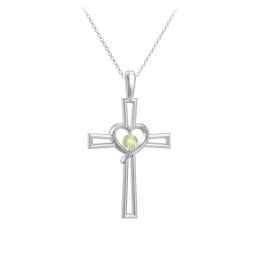 Cross and Heart Pendant with Birthstone