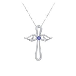 Angel Cross Pendant with Birthstone