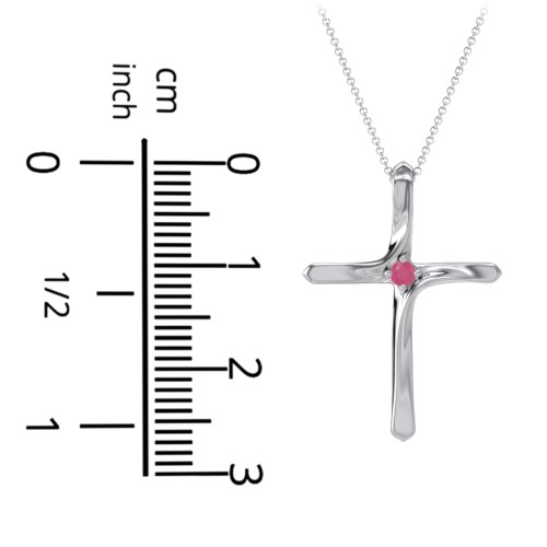 Twisted Cross Pendant with Birthstone