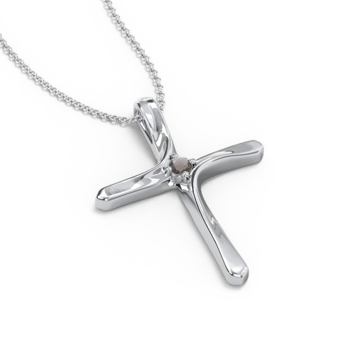 Twisted Cross Pendant with Birthstone