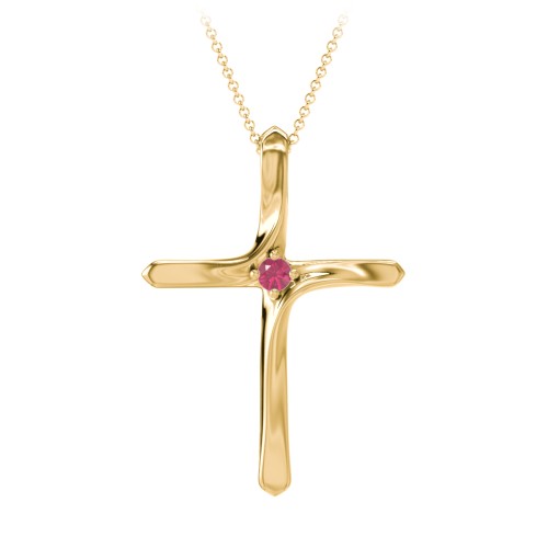 Twisted Cross Pendant with Birthstone