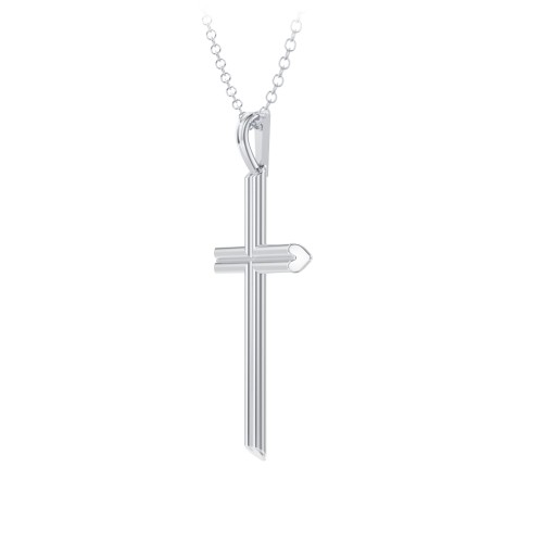 Cross Pendant with Heart Bars – Sterling Silver