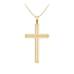 Cross Pendant with Heart Bars in 10K Solid Yellow Gold