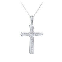 Engravable Cross Pendant with Dove Symbol