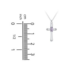 Mini Cross with Baguette Birthstone