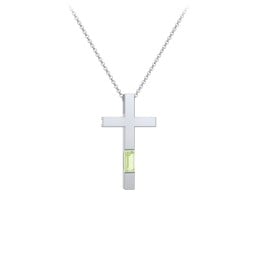 Modern Cross with Baguette Birthstone