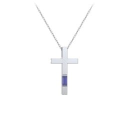 Modern Cross with Baguette Birthstone
