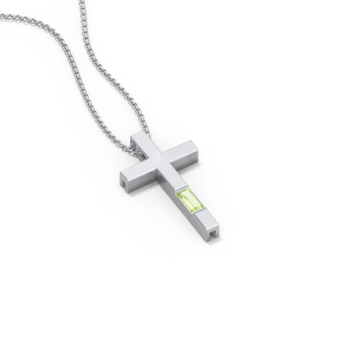 Modern Cross with Baguette Birthstone