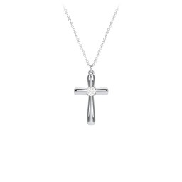 Mini Cross with Birthstone in 925 Sterling Silver