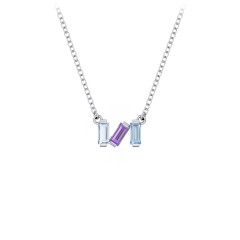 Baguette Scatter Necklace – 10K Rose Gold with Aquamarine, Amethyst, and Blue Topaz