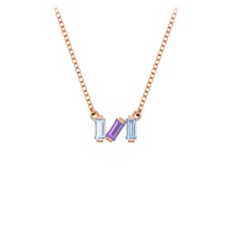 Baguette Scatter Necklace in 10K Solid Rose Gold with Aquamarine, Amethyst, Blue Topaz, Pink Tourmaline, Ruby, Citrine, and Emerald