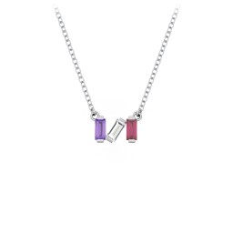 Baguette Scatter Necklace in 925 Sterling Silver with Amethyst, Cubic Zirconia, Ruby, Pink Tourmaline, Citrine, and Emerald