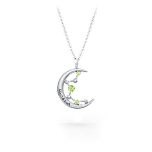 Moon and Constellation Gemstone Pendant – Sterling Silver with Peridot