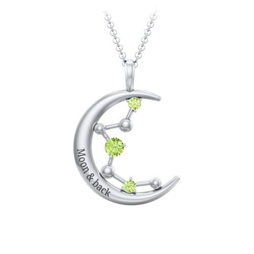 Moon and Constellation Gemstone Pendant – Sterling Silver with Peridot