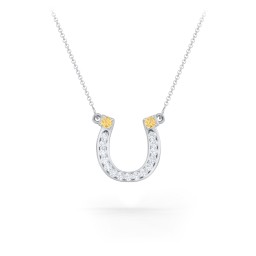 Horseshoe Pendant with Gemstones in 925 Sterling Silver with Citrine and White Premium Zirconia
