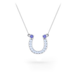 Horseshoe Pendant with Gemstones in 925 Sterling Silver with Blue Sapphire and Fancy Blue Premium Zirconia