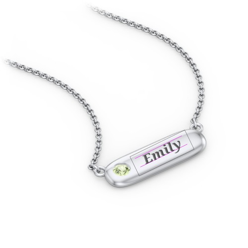 Mini Capsule Pendant with Birthstone