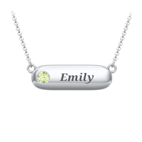Mini Capsule Pendant with Birthstone