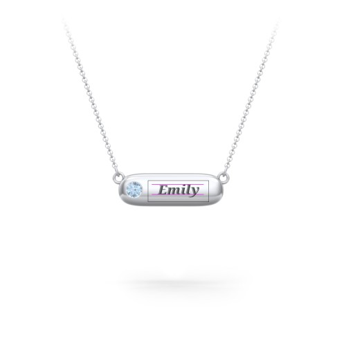 Mini Capsule Pendant with Birthstone – Sterling Silver with Blue Topaz