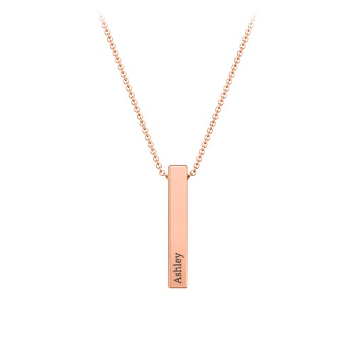 Multi Vertical 3D Bar Pendant with Engravings – 10K Rose Gold