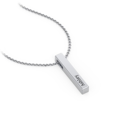 Multi Vertical 3D Bar Pendant with Engravings – Sterling Silver