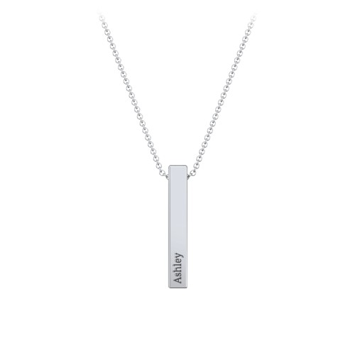 Multi Vertical 3D Bar Pendant with Engravings – Sterling Silver