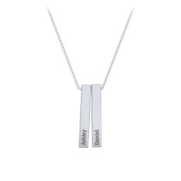 Multi Vertical 3D Bar Pendant with Engravings in 925 Sterling Silver