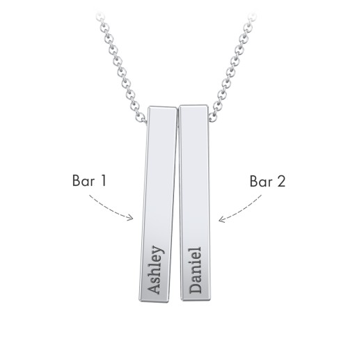 Multi Vertical 3D Bar Pendant with Engravings – Sterling Silver