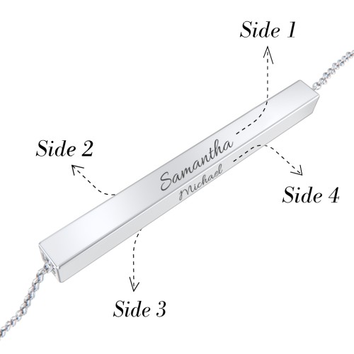 Horizontal 3D Bar Necklace – Sterling Silver