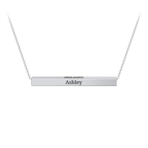 Horizontal 3D Bar Necklace – Sterling Silver