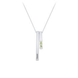Multi Vertical 3D Bar Necklace with 1-4 Birthstones