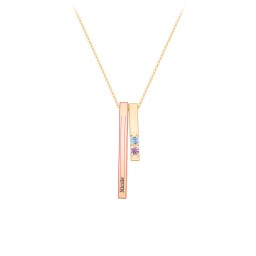 Multi Vertical 3D Bar Necklace with 1-4 Birthstones