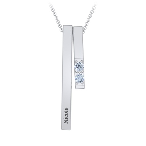 Multi Vertical 3D Bar Necklace with 1-4 Birthstones
