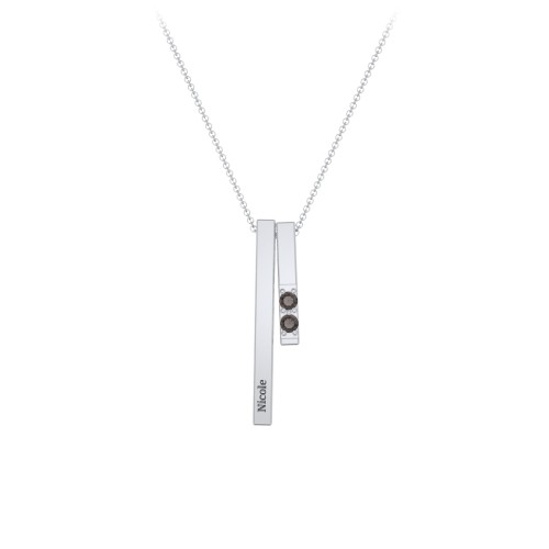 Multi Vertical 3D Bar Necklace with 1-4 Birthstones