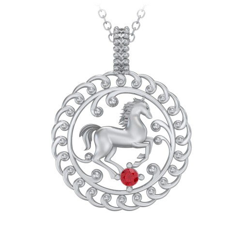 Year of the Horse Chinese Zodiac Medallion Necklace