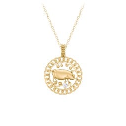 Year of the Pig Chinese Zodiac Medallion Necklace