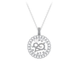 Year of the Snake Chinese Zodiac Medallion Necklace in 925 Sterling Silver