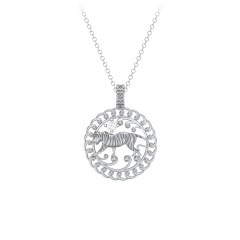 Year of the Tiger Chinese Zodiac Medallion Necklace – Sterling Silver with Ruby