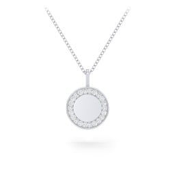 Initial Halo Disc Necklace with Accents