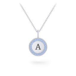 Initial Halo Disc Necklace with Accents
