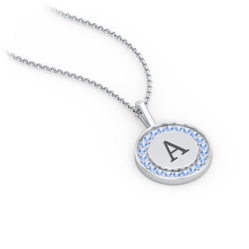 Initial Halo Disc Necklace with Accents